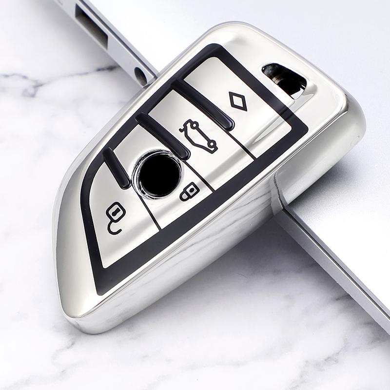 

Мягкий чехол для ключей из ТПУ, защитный чехол для автомобильного ключа в виде ракушки для BMW X1 F48 F39 X5 F15 X6 F16 G30 7 серии G11 4 button key cover серебряный