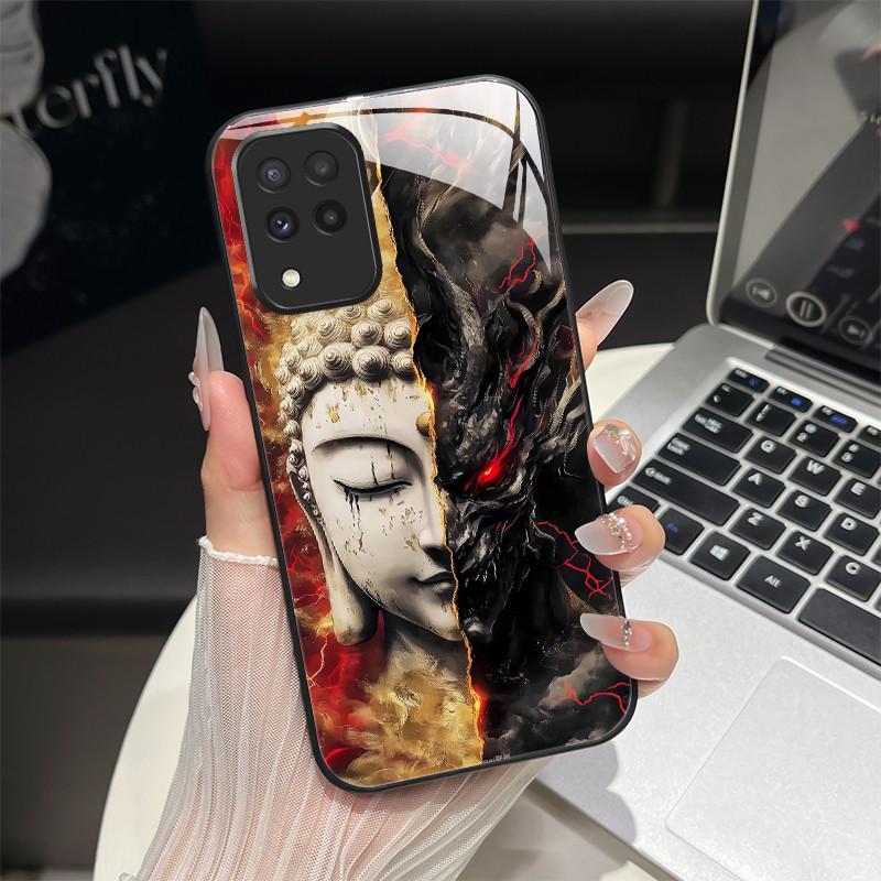 For Samsung M33 M53 Phone Case Trendy Fantasy Design Tempered Glass Hard Bumper For Galaxy M 33 M 53 Full Protection Back Covers