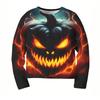 Dětské tričko s dlouhým rukávem a kulatým výstřihem, Halloweenská strašidelná dýně 3D potisk, Ležérní volné topy pro děti na Halloweenskou párty, Každodenní nošení