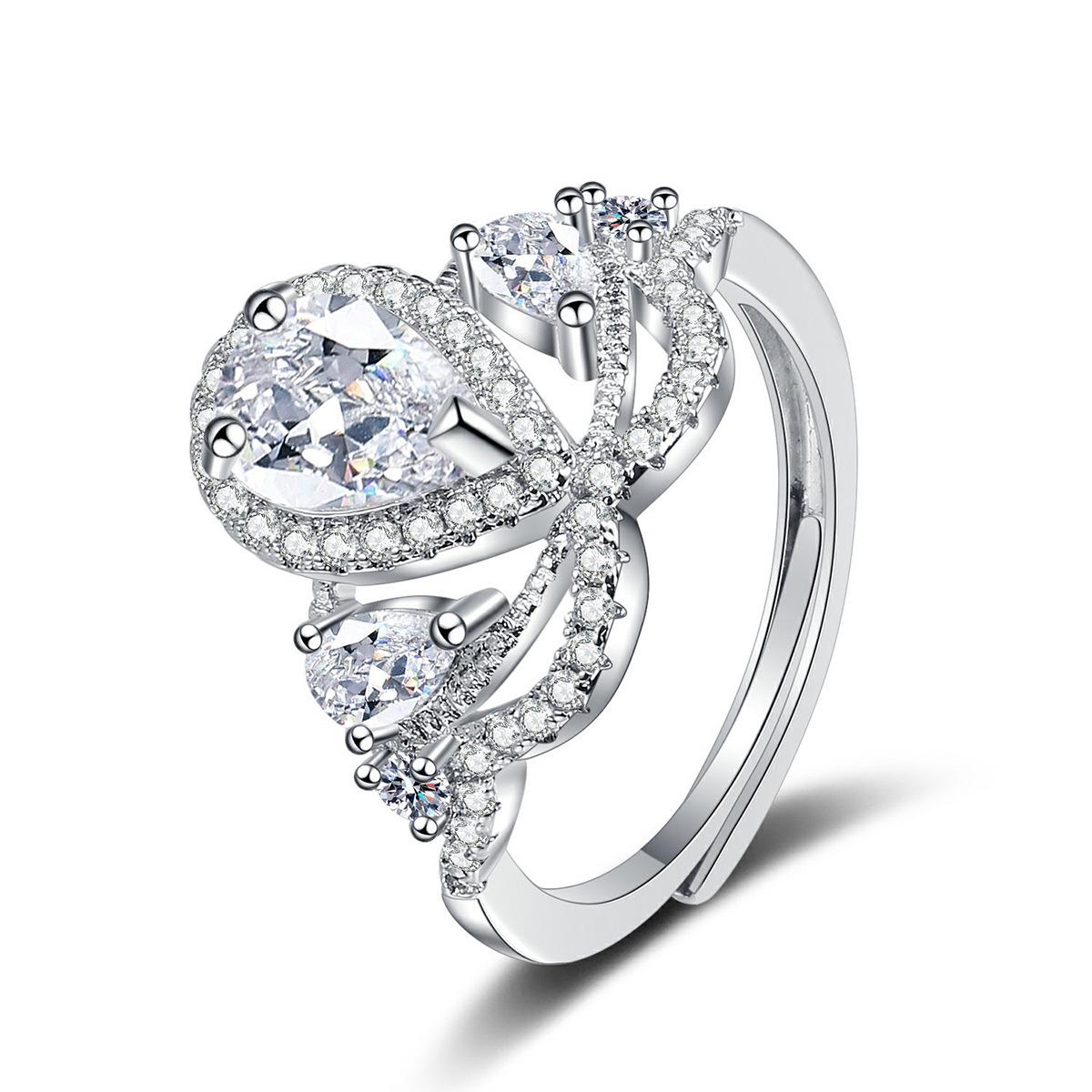 

Кольцо с полым дизайном в виде слезы и короны - Женское, Высококачественное, Европейский и Американский, Простой, Милый, Крутой Дизайн Adjustable Open