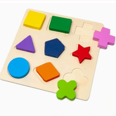 Geometrische Holzklötze Montessori Puzzle Formsortierer Mathe Frühe Bildung Lernspielzeug für Kleinkinder Baby Kognitives Training