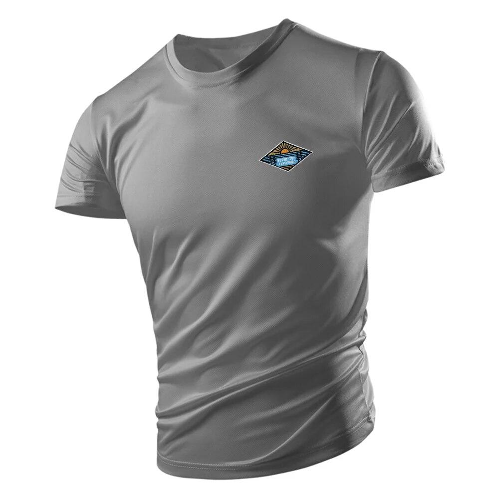 Four Seasons Fashion Adult Men'S Crew-Neck T-Shirt Creative Sunset Pattern 2d Print Breathable Quick-Drying Short-Sleeved Top