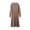 Elegant Merino Wool Women's Bodycon Knit Dress - New Style with Half High Neck and High Waist Design