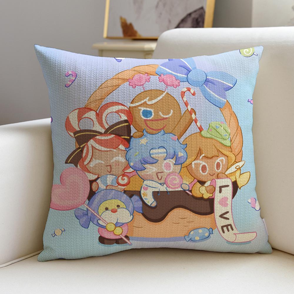 Fun CCookie RunS Cushion Cover Breathable and skinfriendly linen pillowcase square removable and washable cushion