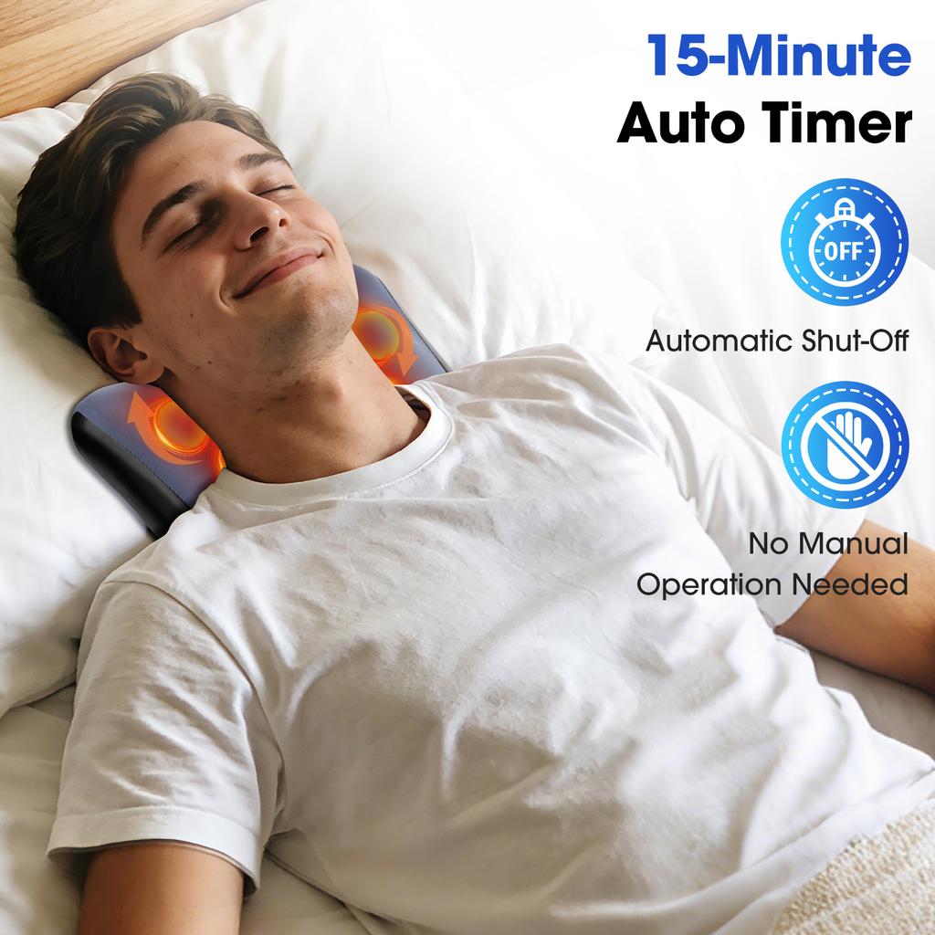 Cordless Portable Back Massager with Red Light And Heat for Neck Shoulder Waist Lumbar Full Body Relaxation