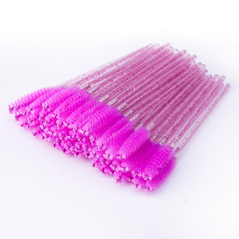 2024 Hot Sale Crystal Shine Eyelashes Mascara Brushes Private Logo Diamond Eyelashes Nylon Fan Brush Make-Up Tool