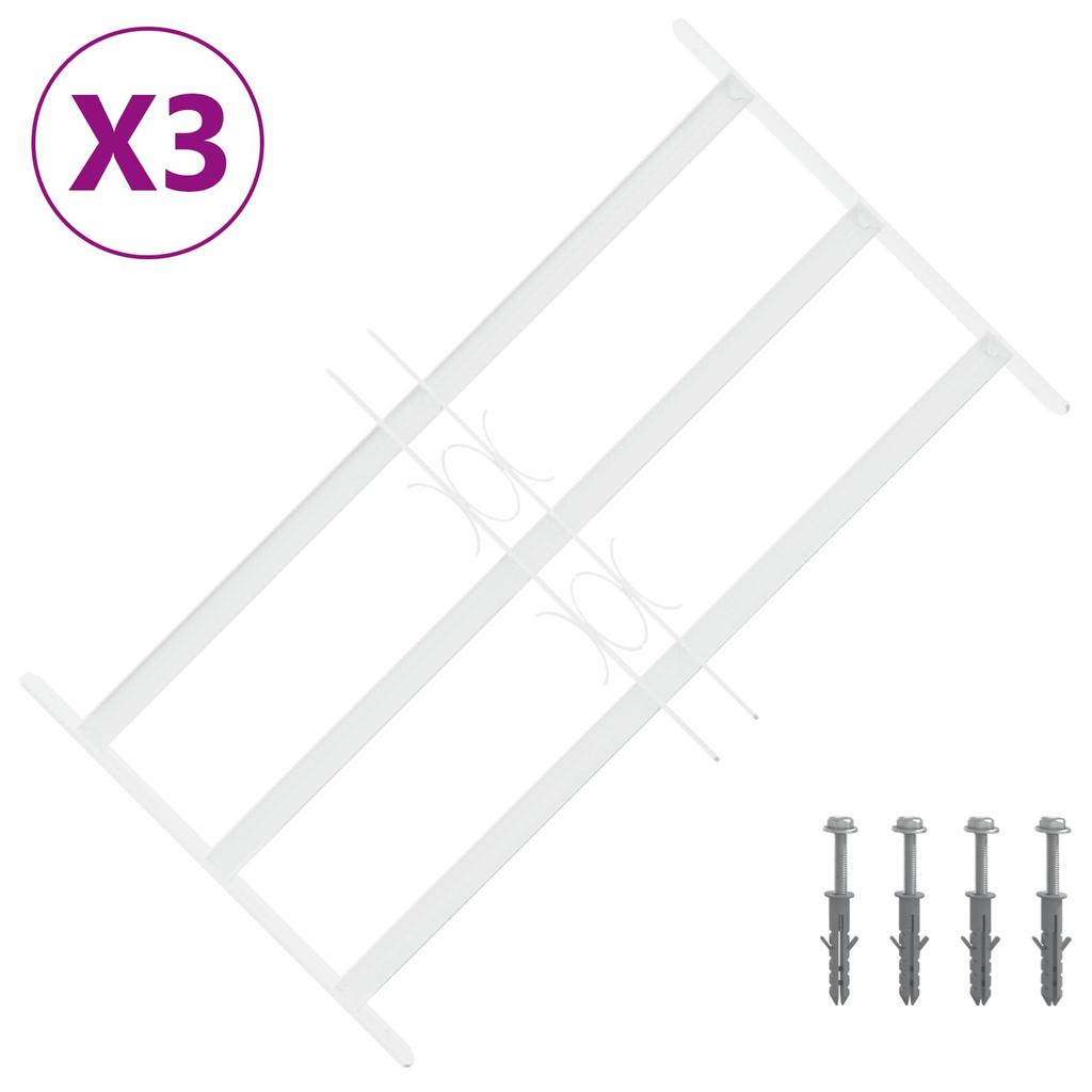 Window Security Grille with 3 Horizontal Bars 3 Pcs 43 74 Cm