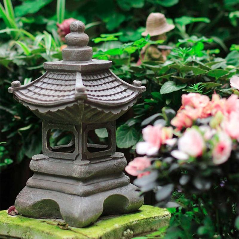 Decorative Solar for Palace Lamp Japanese Style Landscape Light Anti Deformed Garden Yard Resin Ornament Gift for Neighb