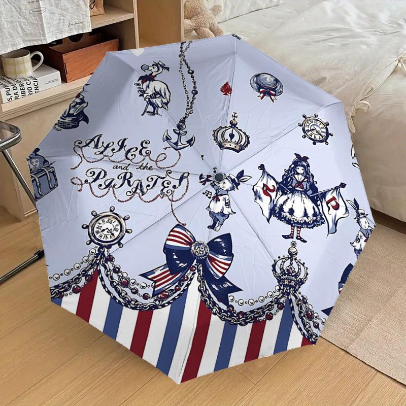 1 Stück Alice und Piraten Regenschirm - 8 Speichen verstärkt, Automatisches Öffnen, Leicht & Langlebig, Niedliches Modeaccessoire für Draußen - P78