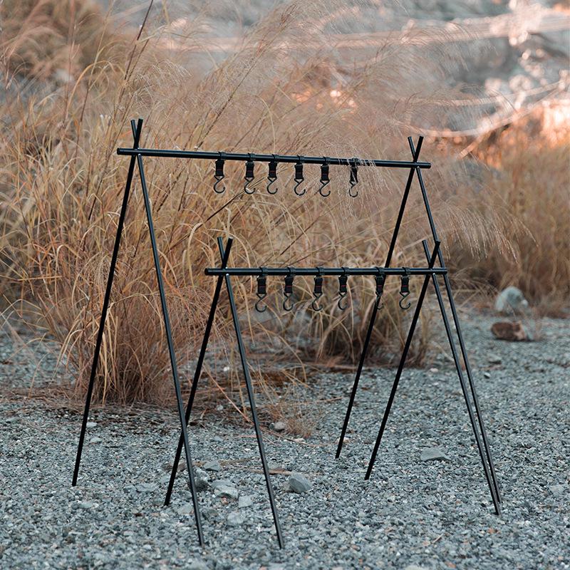 Mountain Guest Aluminum Alloy Outdoor Folding Rack with Detachable Hooks - Multifunctional Storage Bracket for Camping