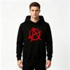 Męska bluza z kapturem z długim rękawem, z nadrukiem symbolu anarchii, luźna, casualowa bluza z kapturem do noszenia na co dzień