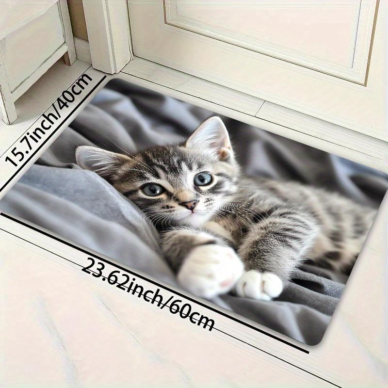 1Pcs Anti Fatigue Kitchen Rugs,Cute Cat Print Waterproof Non-Slip Thick Cushioned Kitchen Mat Heavy Duty Comfort Standing Mat for Kitchen