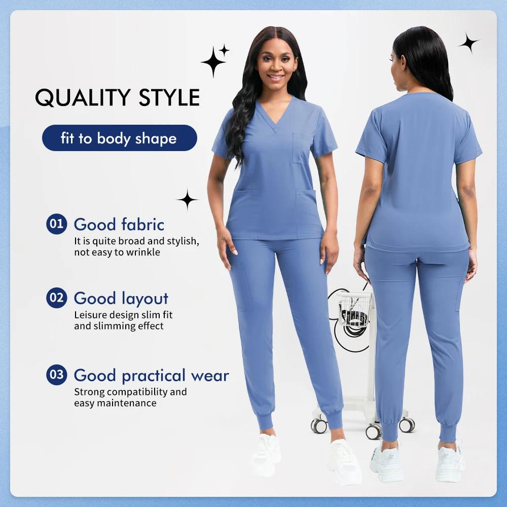 Nurse Scrubs New Set Classic Men Nurse Accessories Medical Uniform Surgical Dental Clinical Top Pants Lab Workwear Clothes