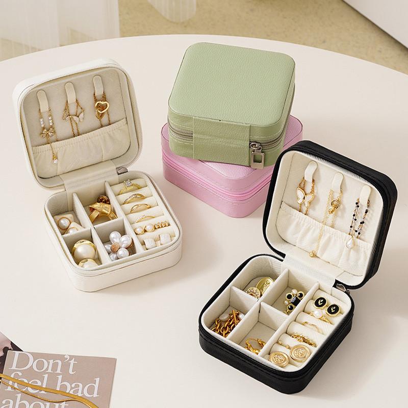 Classic Leather Jewelry Box With Compact Design For Travel And Gift Use