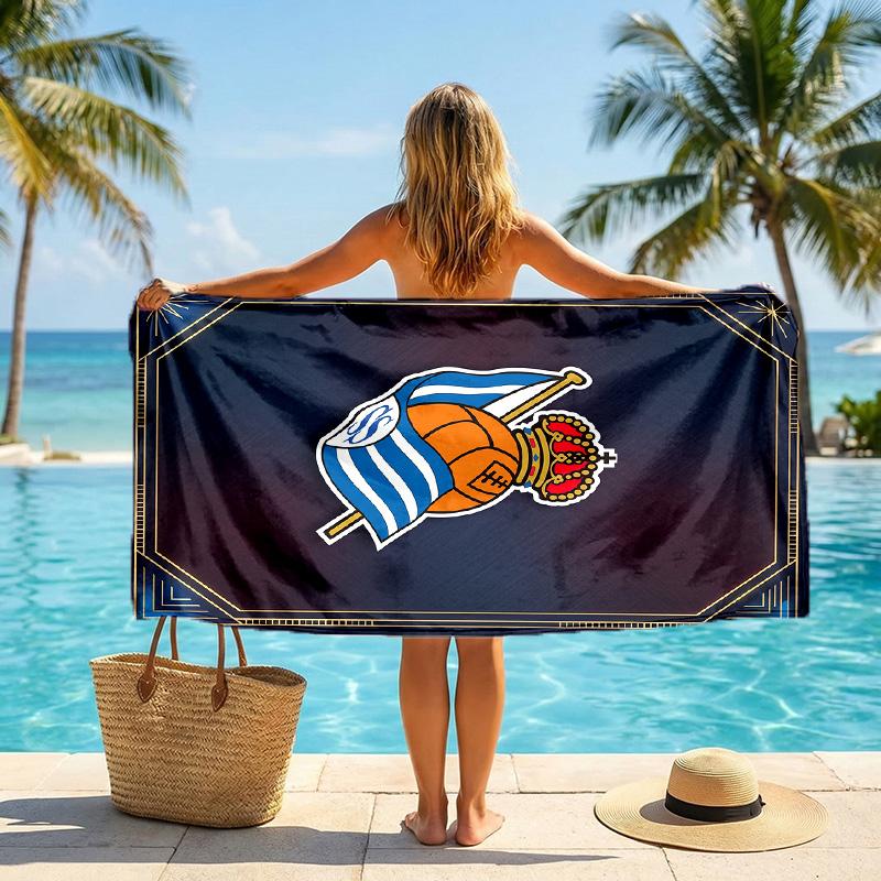 Real Sociedad FC Print Quick Dry Beach Towel Microfiber Absorbent Portable Travel Swimming Towel