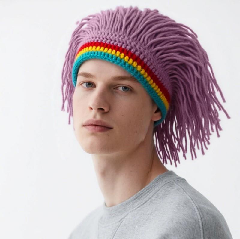 Handmade Quirky Headgear Dreadlock Knit Hat Hip-Hop Party Hat Trendy Personality Knit Wig Hat For Men And Women