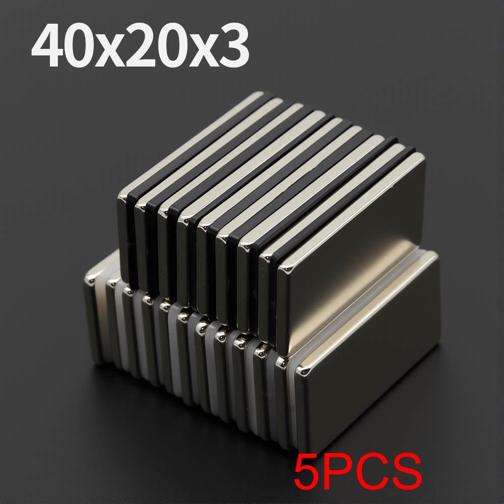 40x20x3mm Krachtige Neodymium Magneet N35 NdfeB Permanente Magnetische magneten Blok Super Sterke Koelkastmagneten DIY