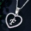 Heart Letters 26 Love Crystal Women Silver Plated Chain Jewelry Necklace