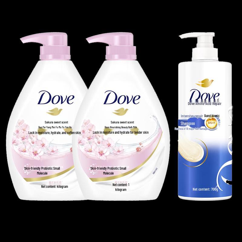 Dove Cherry Blossom Body Wash & Intense Repair Shampoo Set