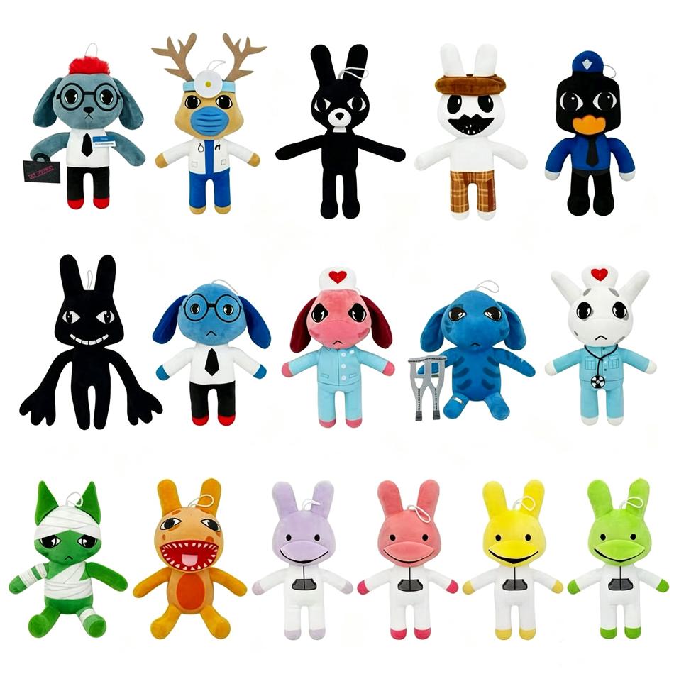 Anime Pet Hospital Pink Rabbit Glasses Blue Dog Cartoon16Pcs Plush Toy Medical Staff Animal Trendy Game Peripheral Gift In Stock