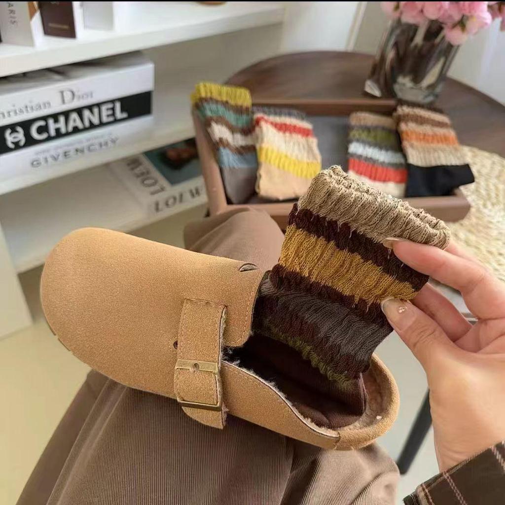 Women's Loose Cuff Striped Rainbow Socks - Korean Style, Internet Celebrity Inspired, Comfortable Spring/Autumn Fit, Retro Long Socks.