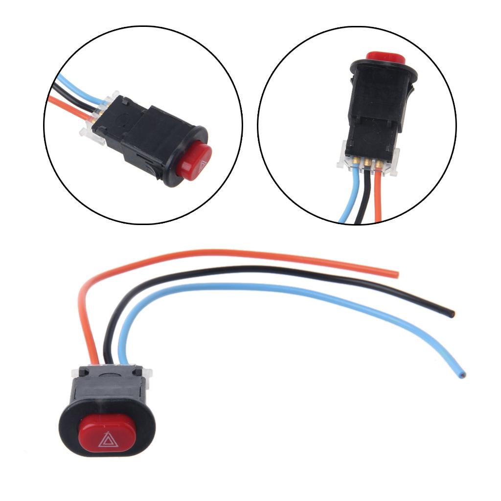 Motorcycle Hazard Light Switch Double Warning Flasher Emergency Signal 3 Wires Lock Secure Switch Button