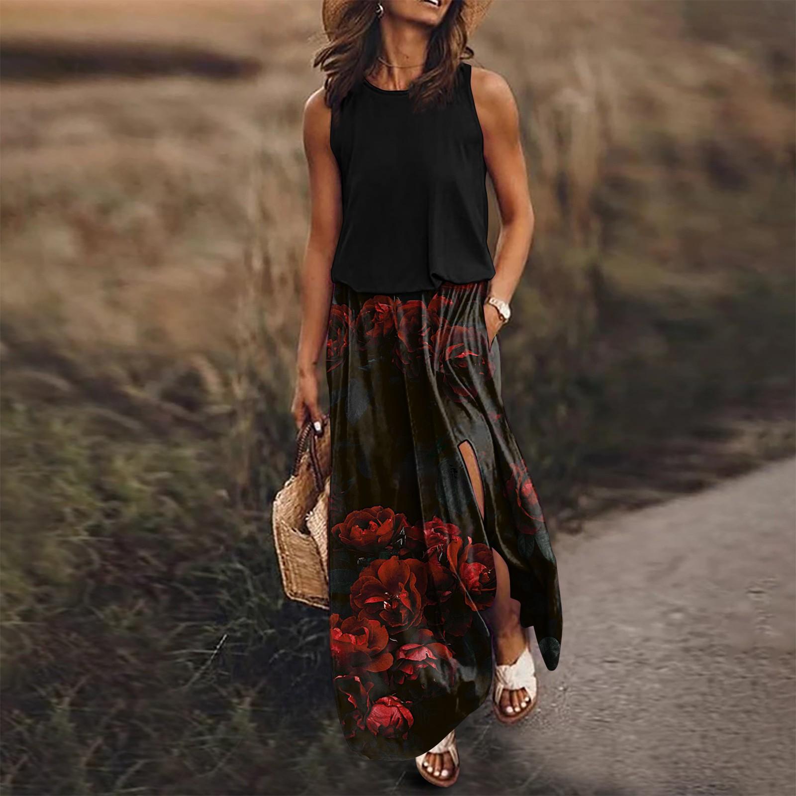 

Женское платье с эластичным поясом и принтом, сексуальное платье с разрезом L винный