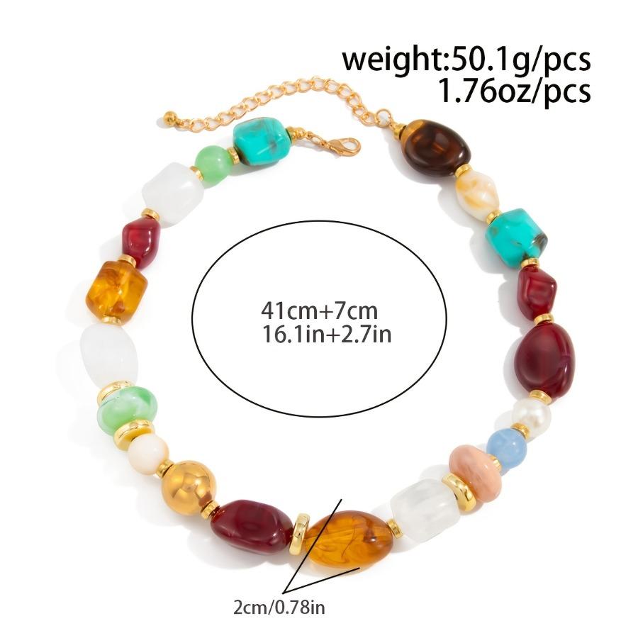 1pc Fashion Vintage Bohemian Exaggerated Resin Beaded Choker Necklace, Vintage Necklace, Suitable for Women