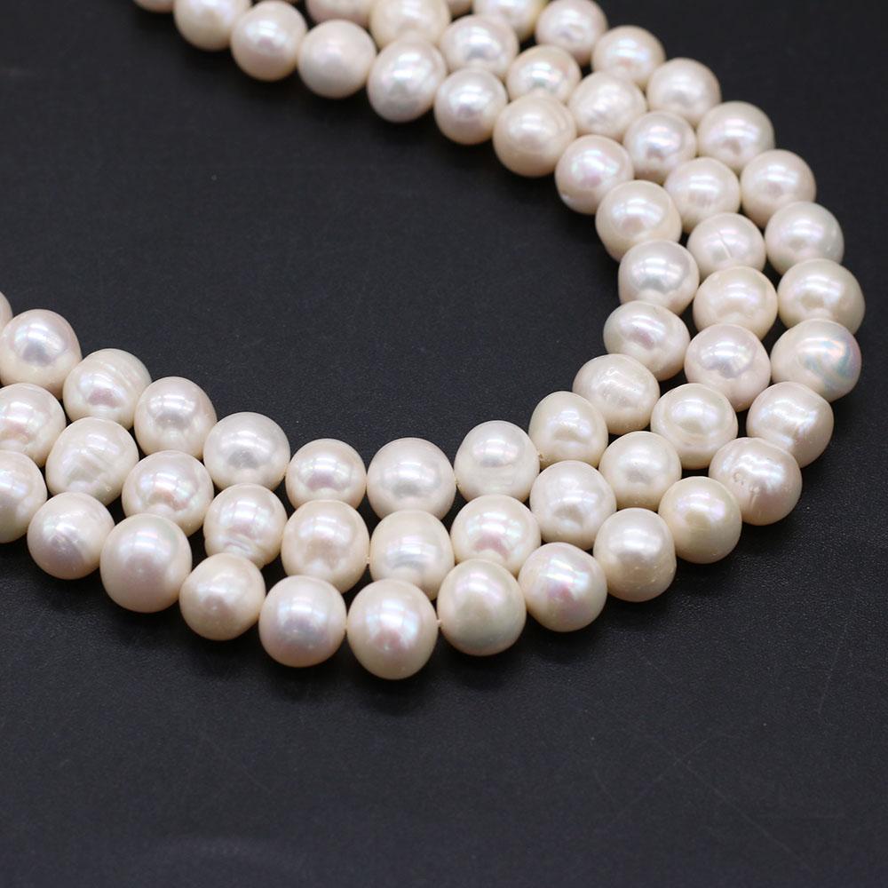1String, 9-10mm White Natural Freshwater Subcircular Pearls 36cm Loose Beads for Handmade Jewelry Craft Supplies, DIY Holiday Gifts