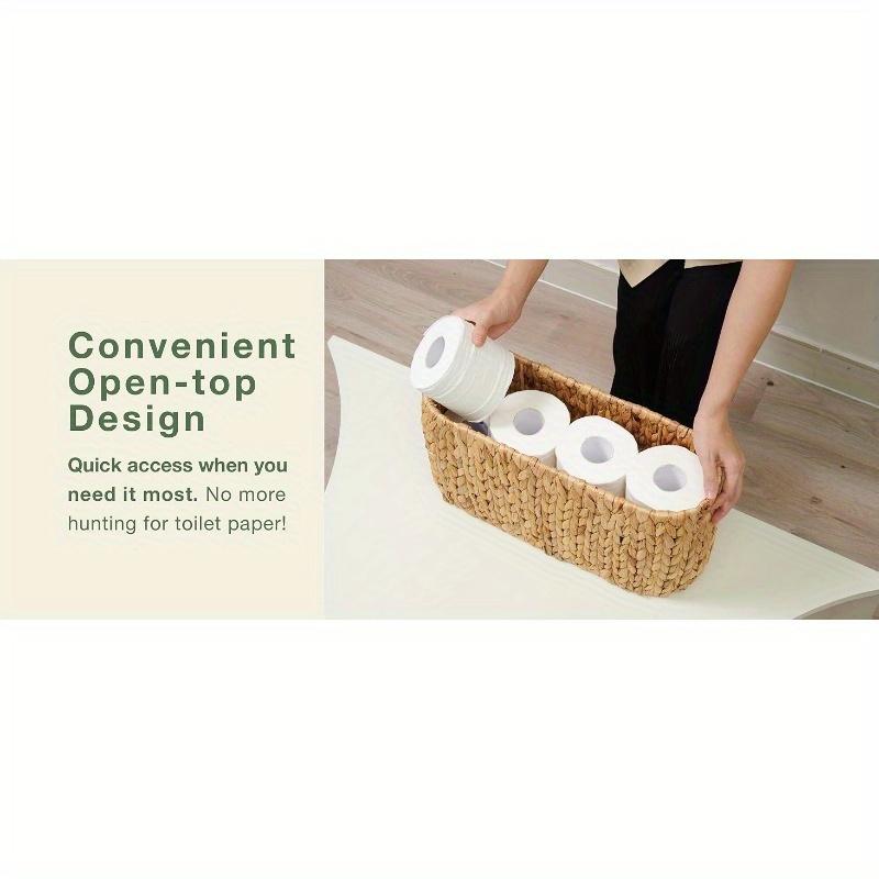 Toilet Paper Storage Basket, Toilet Paper Holder with Storage Coastal Bathroom Decor, Rattan Bathroom Accessories