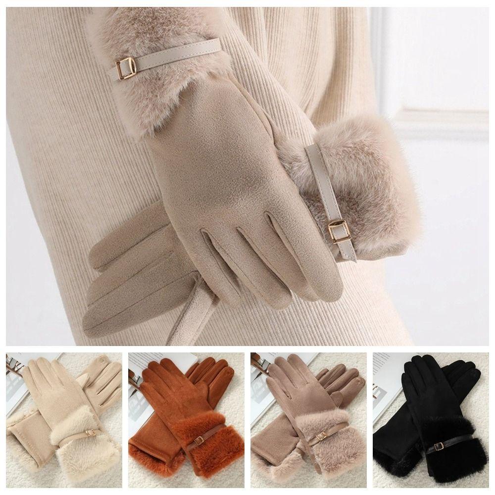 Velvet Women Gloves Thick Cycling Mittens Fashion Winter Suede Gloves Outdoor