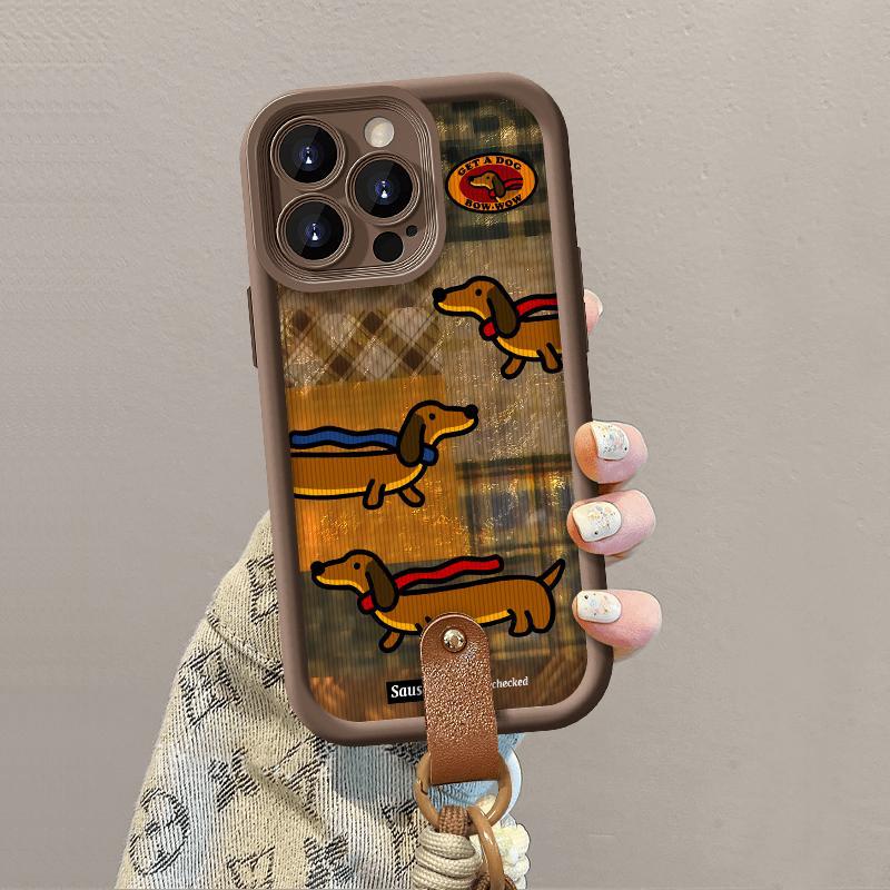 New Cartoon Brown Plaid Dachshund for Iphone11promax Apple 11 Protective Case 11 Mobile Phone Case