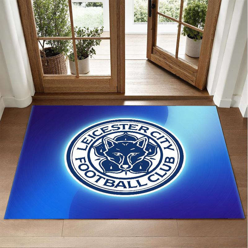 Leicester City Football Design Crystal Velvet Rug Soft Decorative Mat for Bedroom Entrance