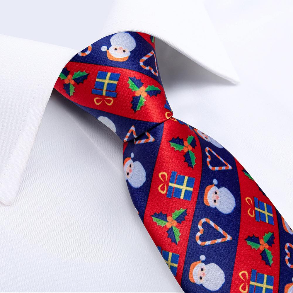 DiBanGu Christmas Ties for Men Holiday Silk Festival Tie and Pocket Square Cufflinks Set Mens Gift Party Xmas Necktie