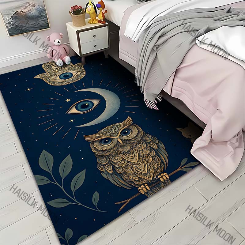 

Divination Owl Sun Moon Pattern Carpet for Living Room Bedroom Bedside Floor Mat Cloakroom Kids Activity Area Rugs Large Size 40x60cm