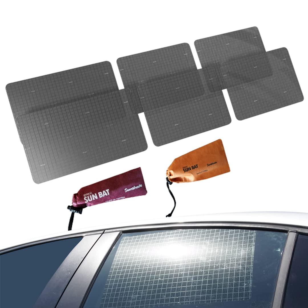 

Sunbat Car Sunshade UV the Only Certified Baby Car Protects Car Seats from Sunlight and Provides Self-Adhesive (6-Pack) - 98.8% Protection, Sunshade.