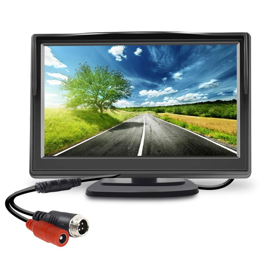 QXNY Universal Car Rear View Backup Camera with 5 Inch Monitor for Truck CCD HD Screen LED Night Vision Waterproof 12V/24V