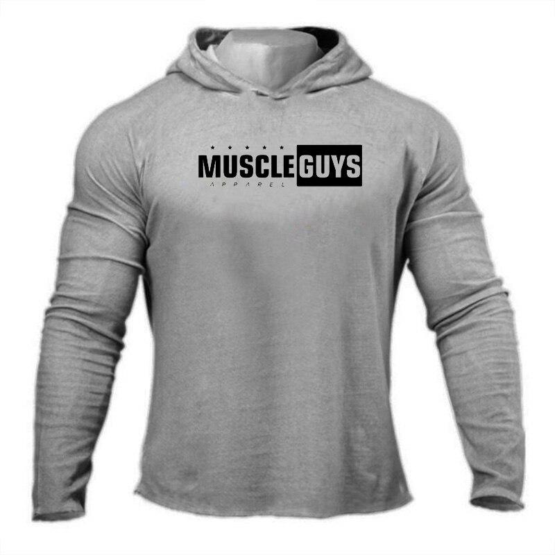 Muscleguys   Slim Fit Comfortable  Hoodie Men’s Daily Casual Clothes Bodybuilder Long Sleeves for Running