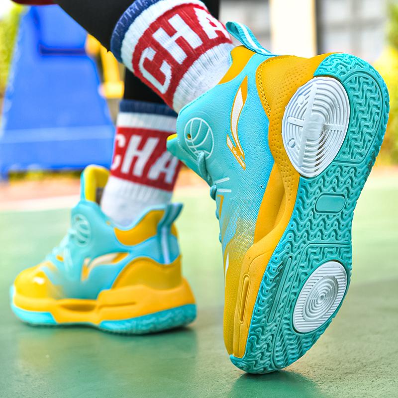 Autumn / Winter Leather Super Fiber Leather Children's Basketball Shoes Youth Casual Basketball Sports Shoes