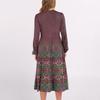 Damen V-Ausschnitt Fließendes Bohemian Langarm Blumenprint Kleid