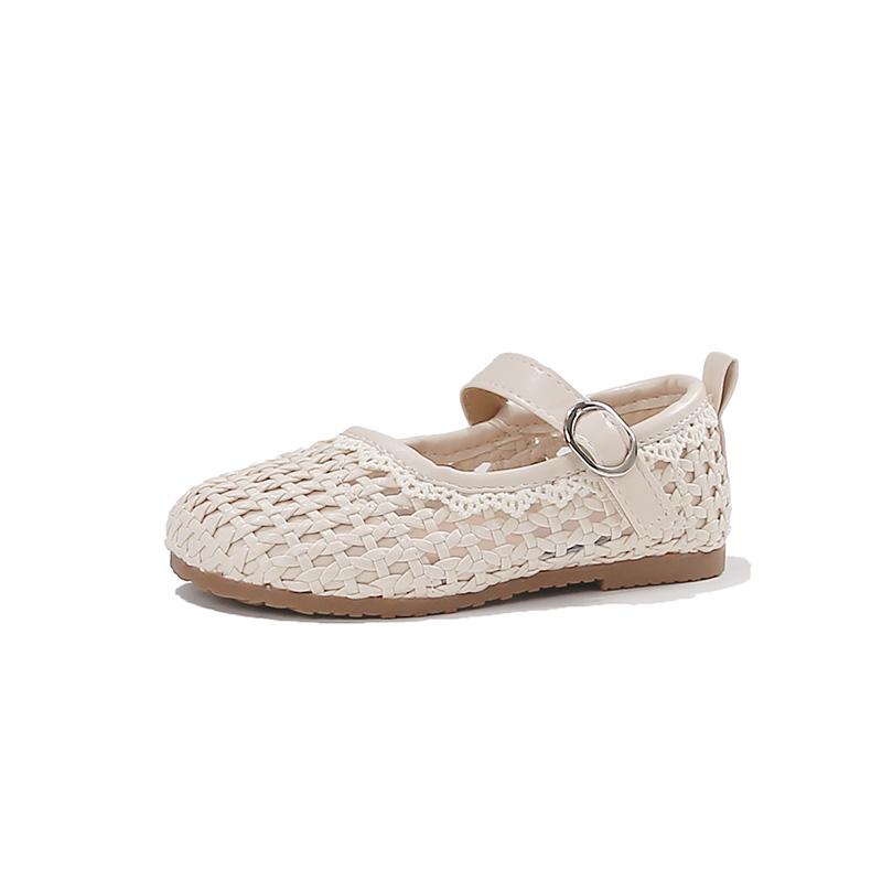 

Kids Beach Shoes Hollowed-out Soft Children Sandals Weave Trendy New Brand New Girls Casual Flat Shoes Non-slip Comfort 24 бежевый