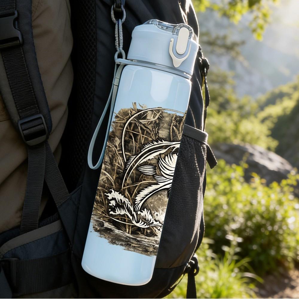 1PC Wild Tiger Close Up Animal Print 750ml Color Plastic Sports Water Bottle Leakproof Flip Straw Lid Suitable for Sports Office Home Use