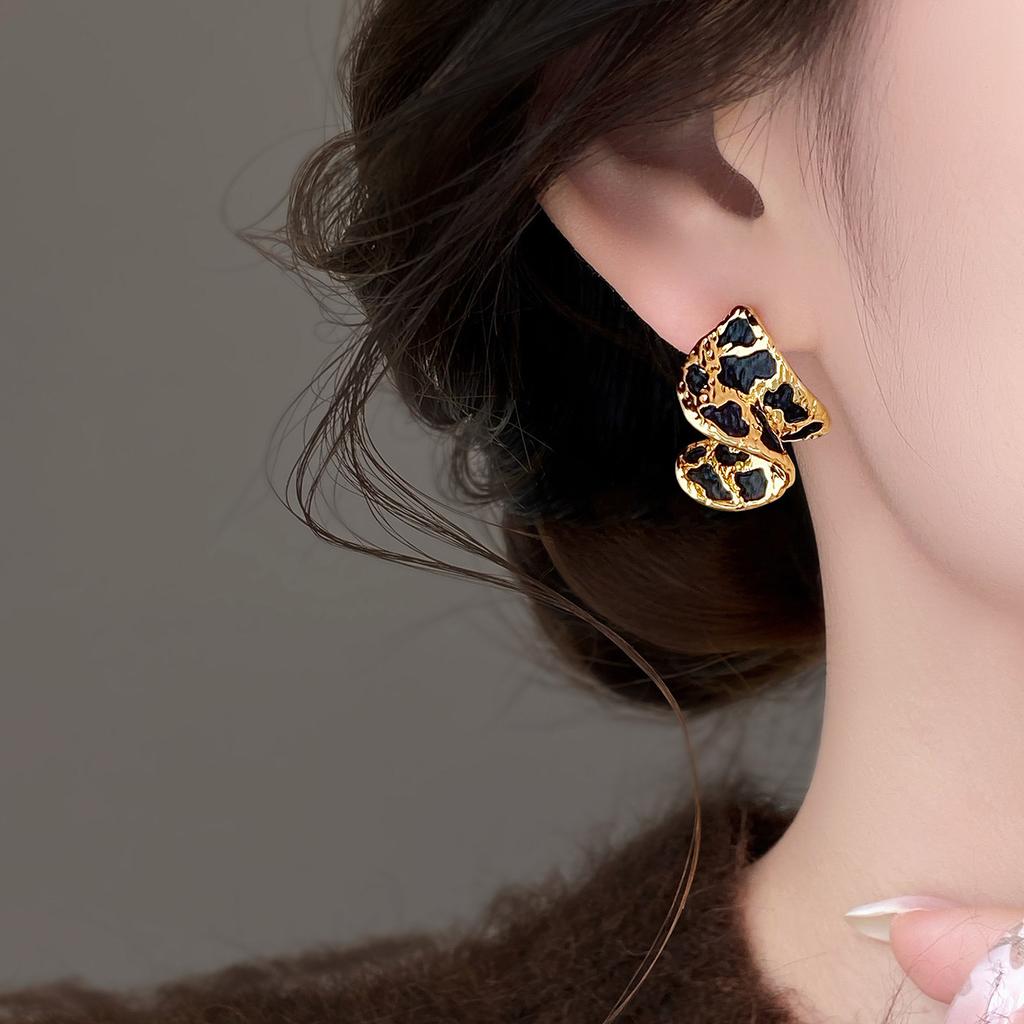 Bohemia Style Leopard Print Pattern Irregular Stud Earrings for Women Trendy Accessories Valentine's Gift Jewerly Wholesale