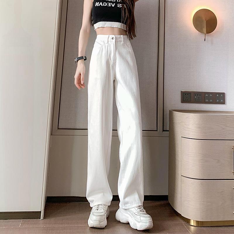 Pantaloni a gamba larga Jeans Donna Primavera e autunno Pantaloni larghi e dritti a vita alta