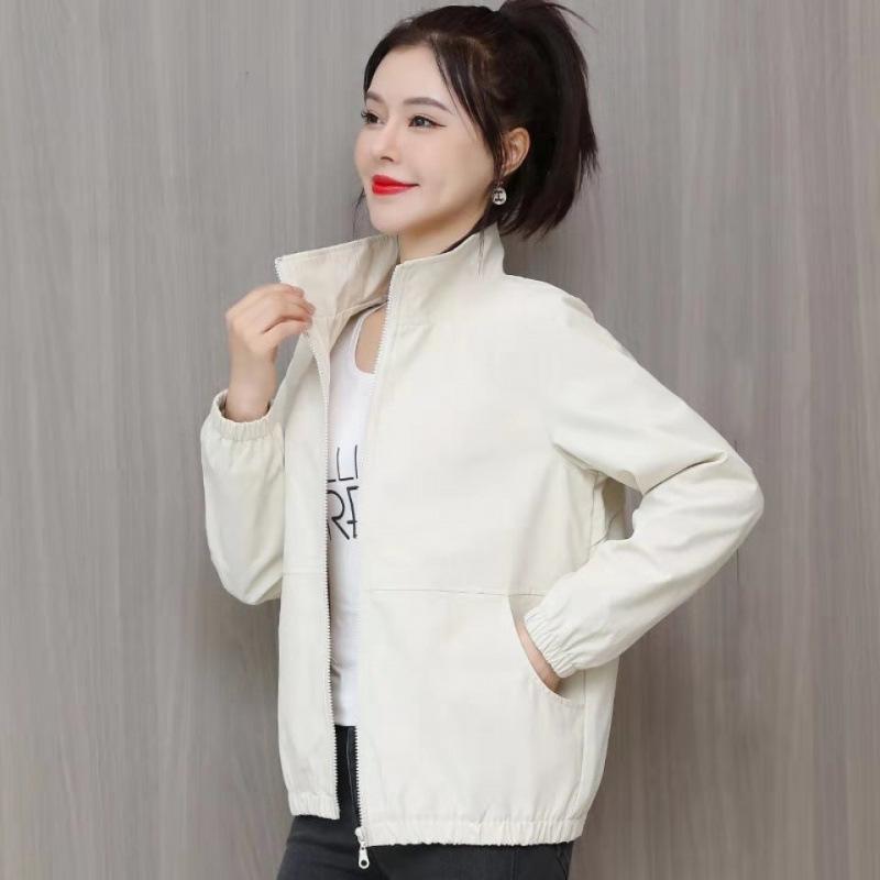 Damen Kurze Jacke Frühling Neu Koreanischer Stil Locker und Vielseitig Stehkragen Freizeitjacke