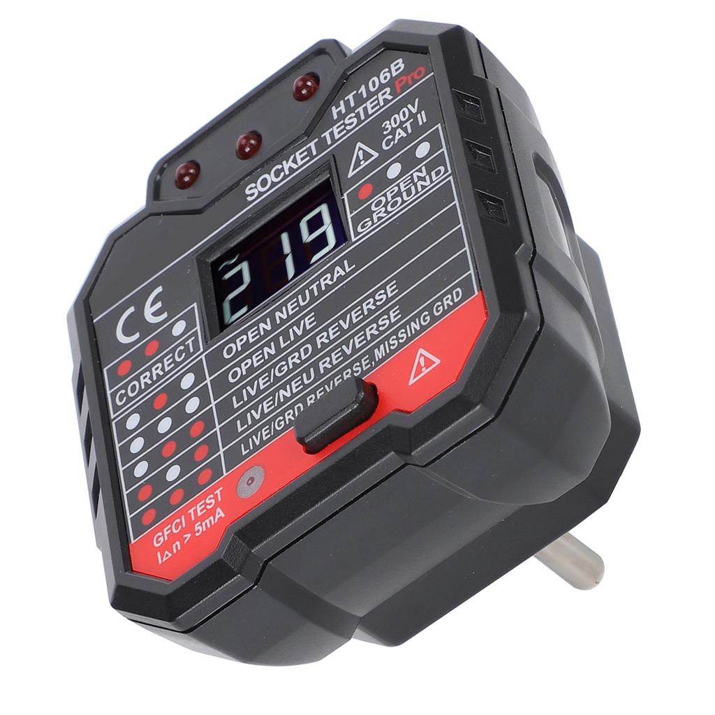 HT106B Digital Display Socket Detector Wall Plug Circuit Breaker Tester US Plug 110‑220V
