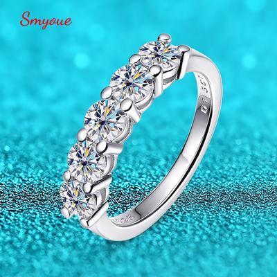 Smyoue White Gold D Color 4mm Moissanite Ring for Women 1.5CTTW Stone Match Diamond Wedding Band Bride S925  Silver