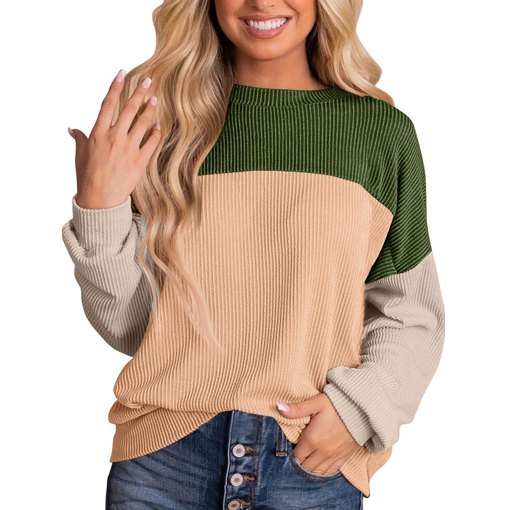 Damen Rundhals Langarm Lässiger Stil Locker Figurumspielendes Sweatshirt Farbpassendes Langarm-Oberteil