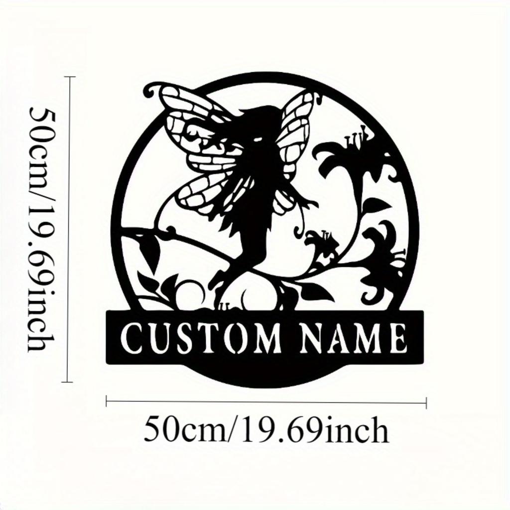 Customizable Fairy Metal Surname Sign 1pc Black Iron Art Hot Sale for Home Living Room Outdoor Patio Decor