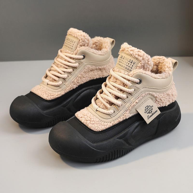 Autumn and winter lamb wool fashion short boots British style muffin thick-soled non-slip Martin boots soft-soled velvet warm women's cotton boots